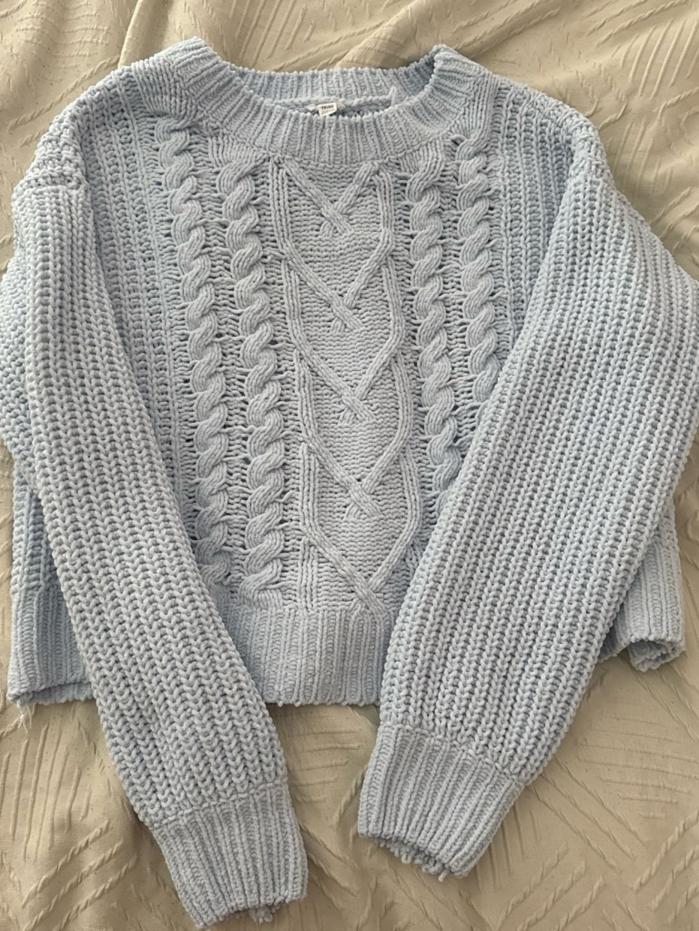 Garage Light Blue Cable Crewneck Sweater
